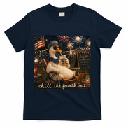 Funny Chill The Fourth Out 4th Of July Goose T-Shirt - Navy