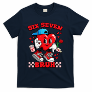 Funny Six Seven Bruh Heart 67 6-7 Valentines Day T-Shirt - Navy