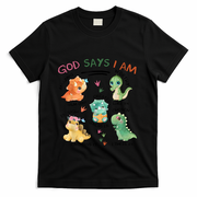 God Says I Am Cute Dinosaur Lovers Bible Christian Kids Boy T-Shirt - Black