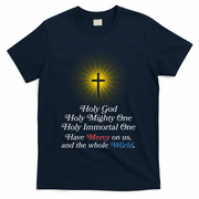 Holy Mighty One Catholic Christian Prayer T-Shirt - Navy