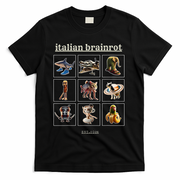 Italian Brainrot Characaters Meme Gen Z Funny Humor T-Shirt - Black