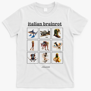 Italian Brainrot Characaters Meme Gen Z Funny Humor T-Shirt - White