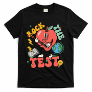 Rock The Test Apple Teacher Appreciation Teacher Graduation T-Shirt - Black