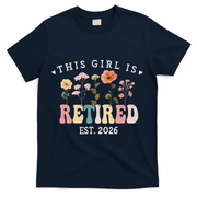 This Girl Is Retired EST 2026 Retro Boho Flowers T-Shirt - Navy