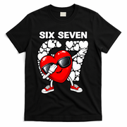 Valentines Day Hearts Dabbing Six Seven 67 Meme T-Shirt - Black