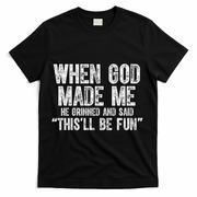 When God Made Funny Christian Faith Religious T-Shirt - Black