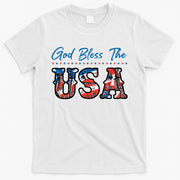 God Bless The USA Red White Blue Flag Patriotic 4th Of July  T-Shirt