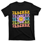 Retro Groovy Teacher Inspirational Colorful Back To School T-Shirt