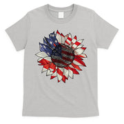 Sunflower American Flag 4th Of July Merica USA T-Shirt