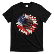 Sunflower American Flag 4th Of July Merica USA T-Shirt