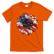 Sunflower American Flag 4th Of July Merica USA T-Shirt