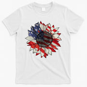 Sunflower American Flag 4th Of July Merica USA T-Shirt