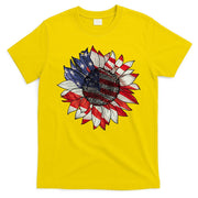Sunflower American Flag 4th Of July Merica USA T-Shirt