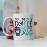 All I Need Is Coffee And My Dog with Green Galaxy font Mugs