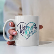 Home Is Where My Dog Is with Green Galaxy font Mugs