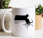 Massachusetts Mug Massachusetts Gift Massachusetts Map Massachusetts Coffee Mug MA State Mug Massachusetts State Roots Mug